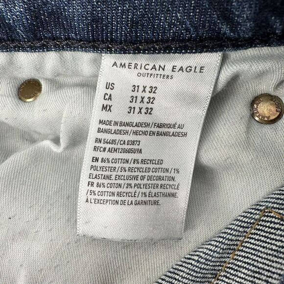 American Eagle Slim Straight Jeans Airflex Blue Denim Mens Size 31x32 Distressed - Picture 10 of 10
